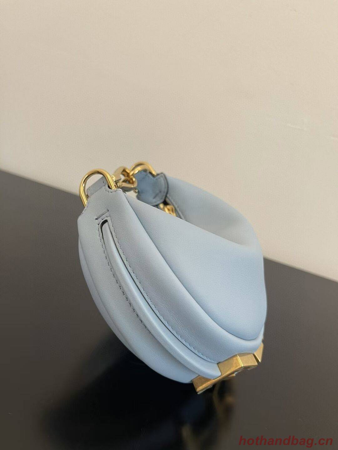 Fendi Nano Fendigraphy light blue leather charm 7AS089A Fendi Nano Fendigraphy light blue leather charm 7AS089A