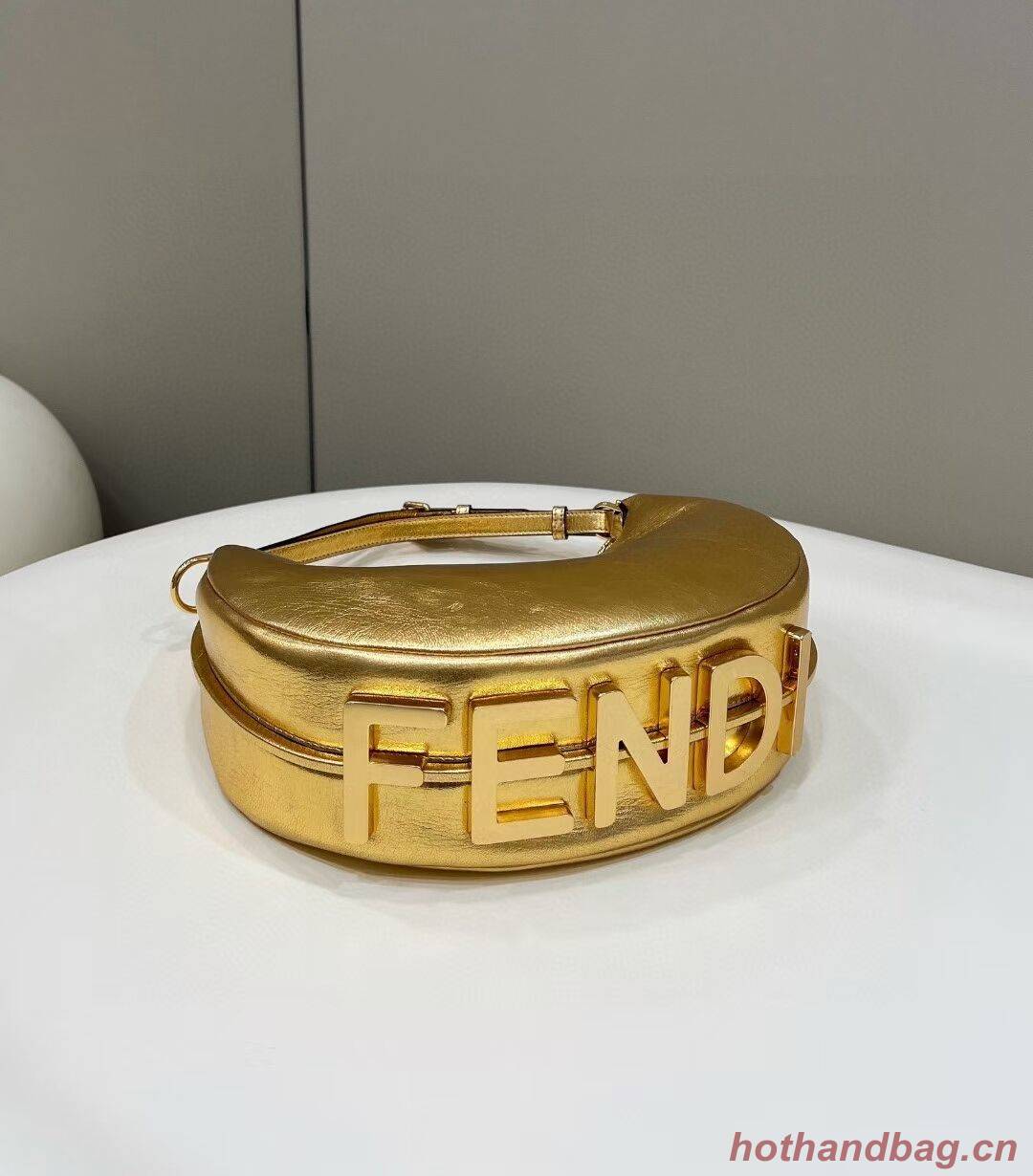 Fendigraphy Small Gold laminated leather bag 8BR798A Fendigraphy Small Gold laminated leather bag 8BR798A