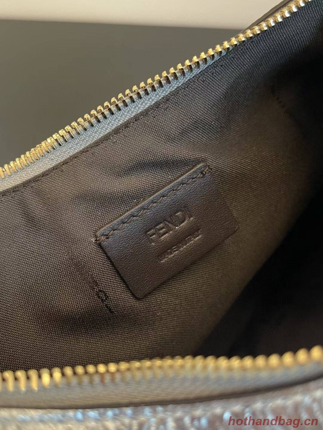 Fendigraphy Small Silver laminated leather bag 8BR798A Fendigraphy Small Silver laminated leather bag 8BR798A