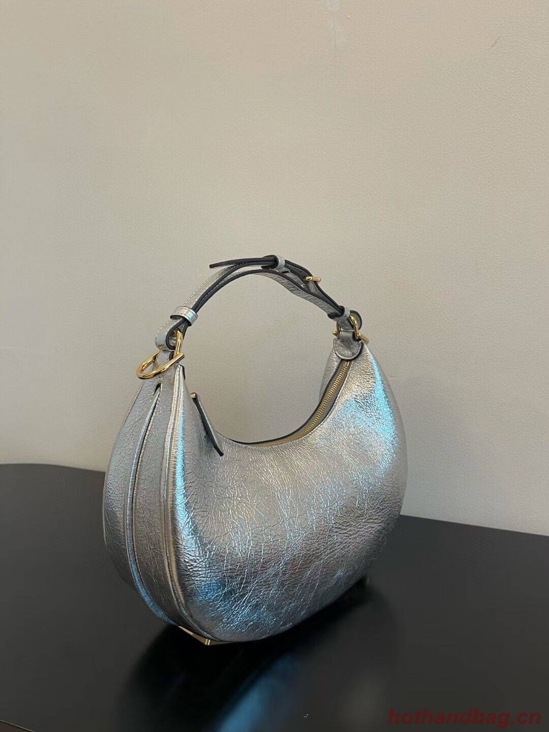 Fendigraphy Small Silver laminated leather bag 8BR798A Fendigraphy Small Silver laminated leather bag 8BR798A