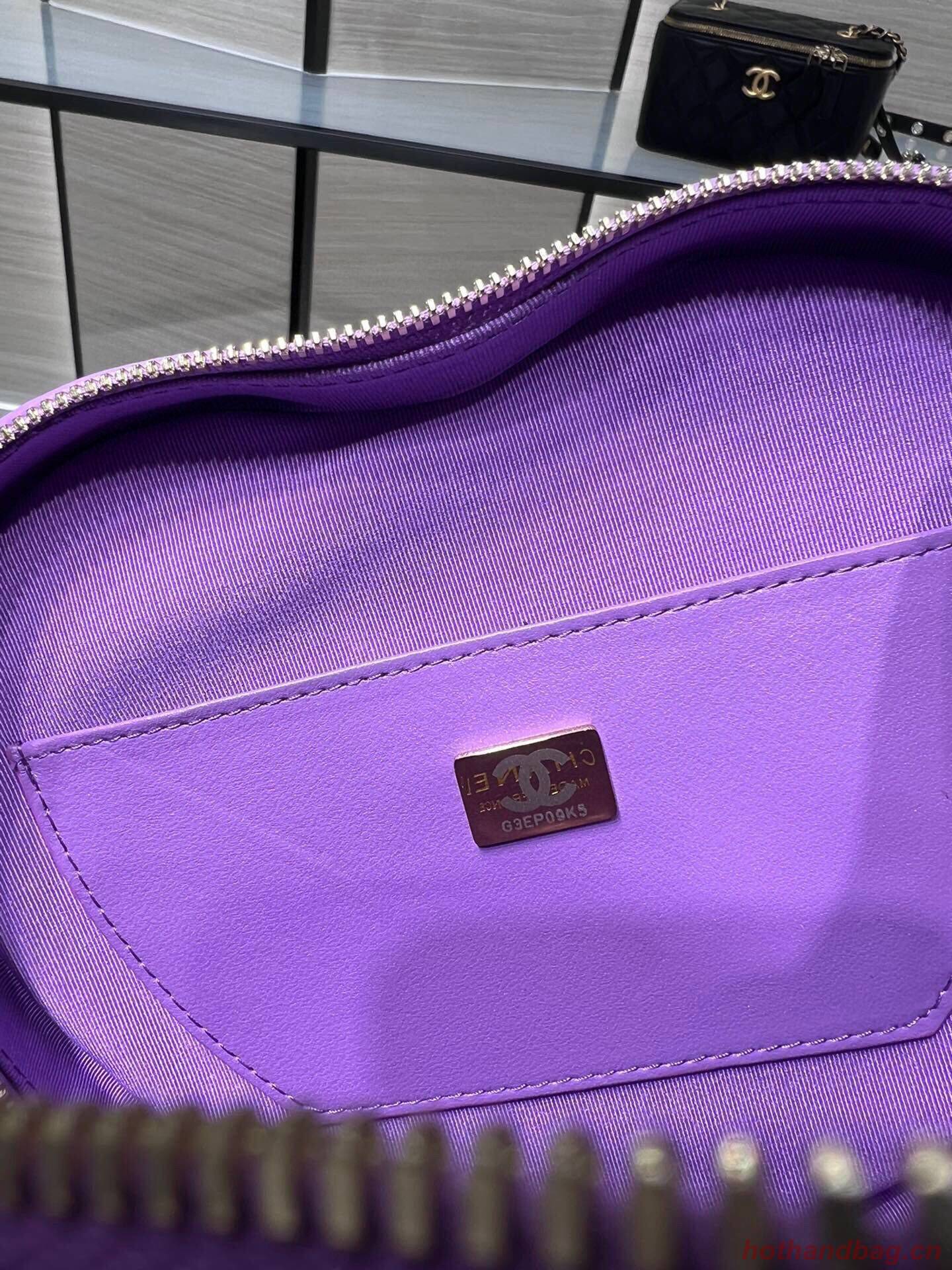 Chanel 2022S Love Heart Original Lambskin Crossbody Chain Bag AS3191Y Purple Chanel 2022S Love Heart Original Lambskin Crossbody Chain Bag AS3191Y Purple