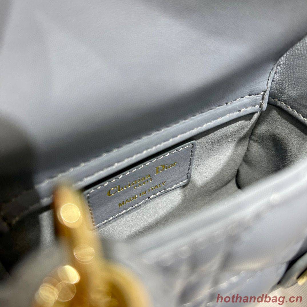 MICRO DIORAMOUR LADY DIOR BAG S08568 Gray & Gold-Tone Metal MICRO DIORAMOUR LADY DIOR BAG S08568 Gray & Gold-Tone Metal