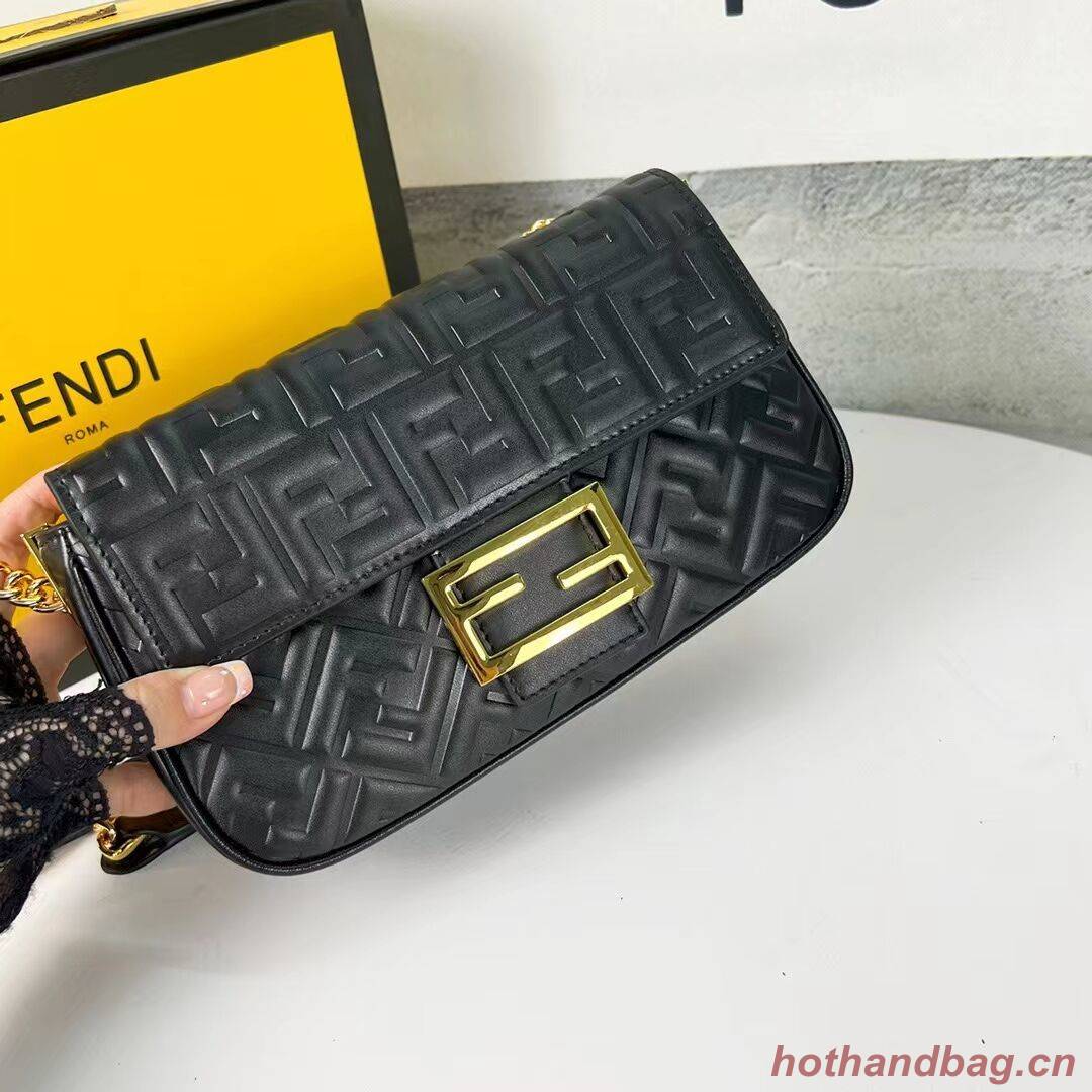Fendi Baguette nappa leather bag F0881 Black Fendi Baguette nappa leather bag F0881 Black