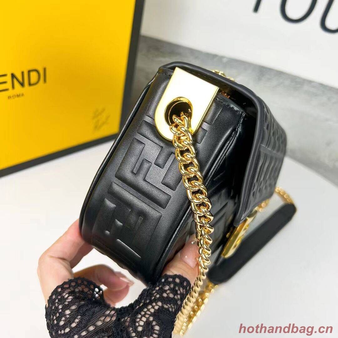 Fendi Baguette nappa leather bag F0881 Black Fendi Baguette nappa leather bag F0881 Black