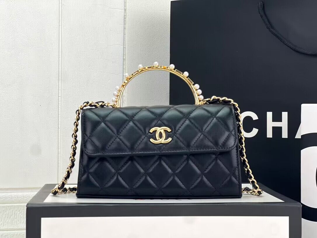 CHANEL 22B Kelly Pearl Top Handle Bag AP3562 Black CHANEL 22B Kelly Pearl Top Handle Bag AP3562 Black
