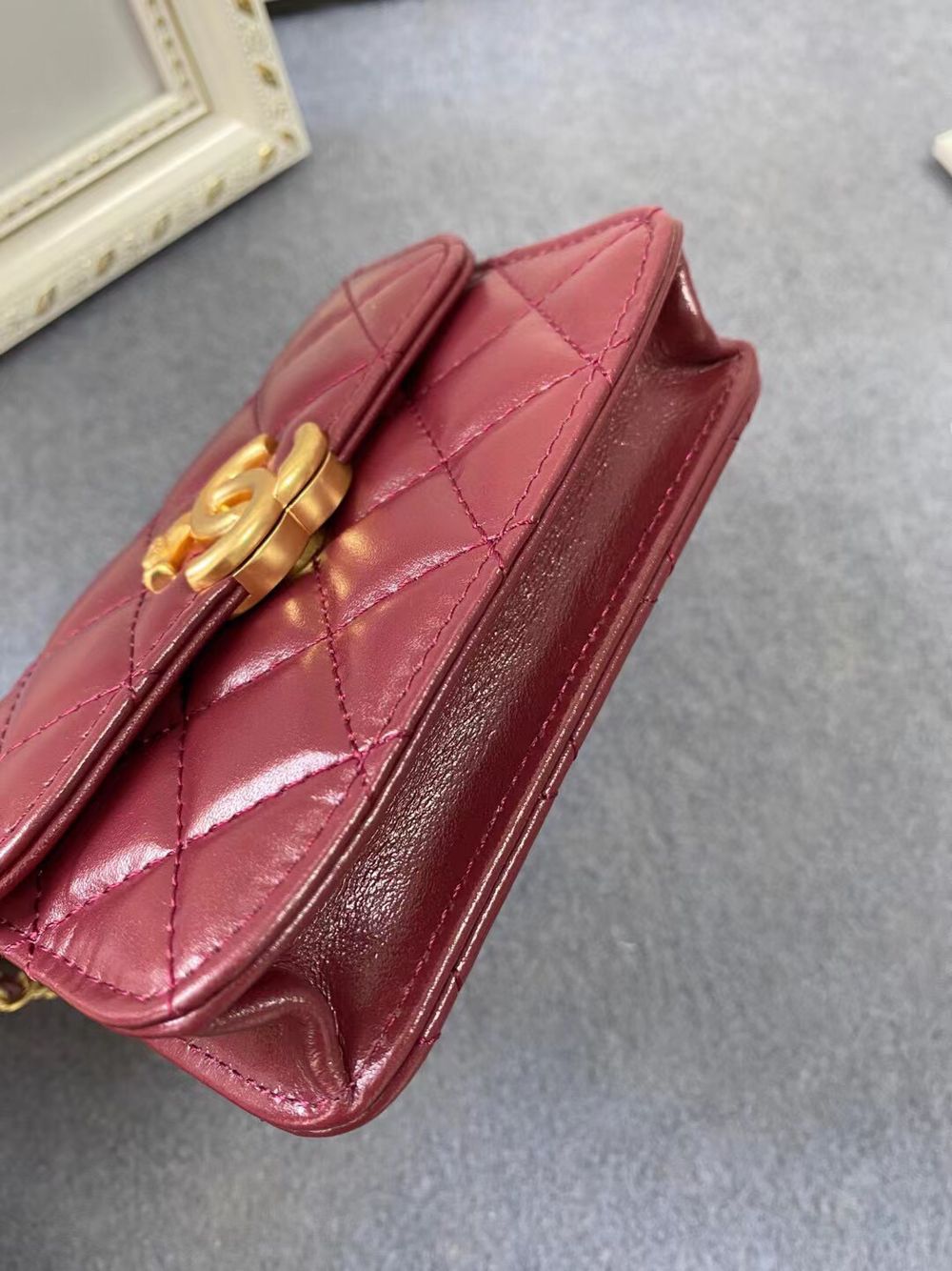 CHANEL mini wallet on chain AP2290 Wine CHANEL mini wallet on chain AP2290 Wine