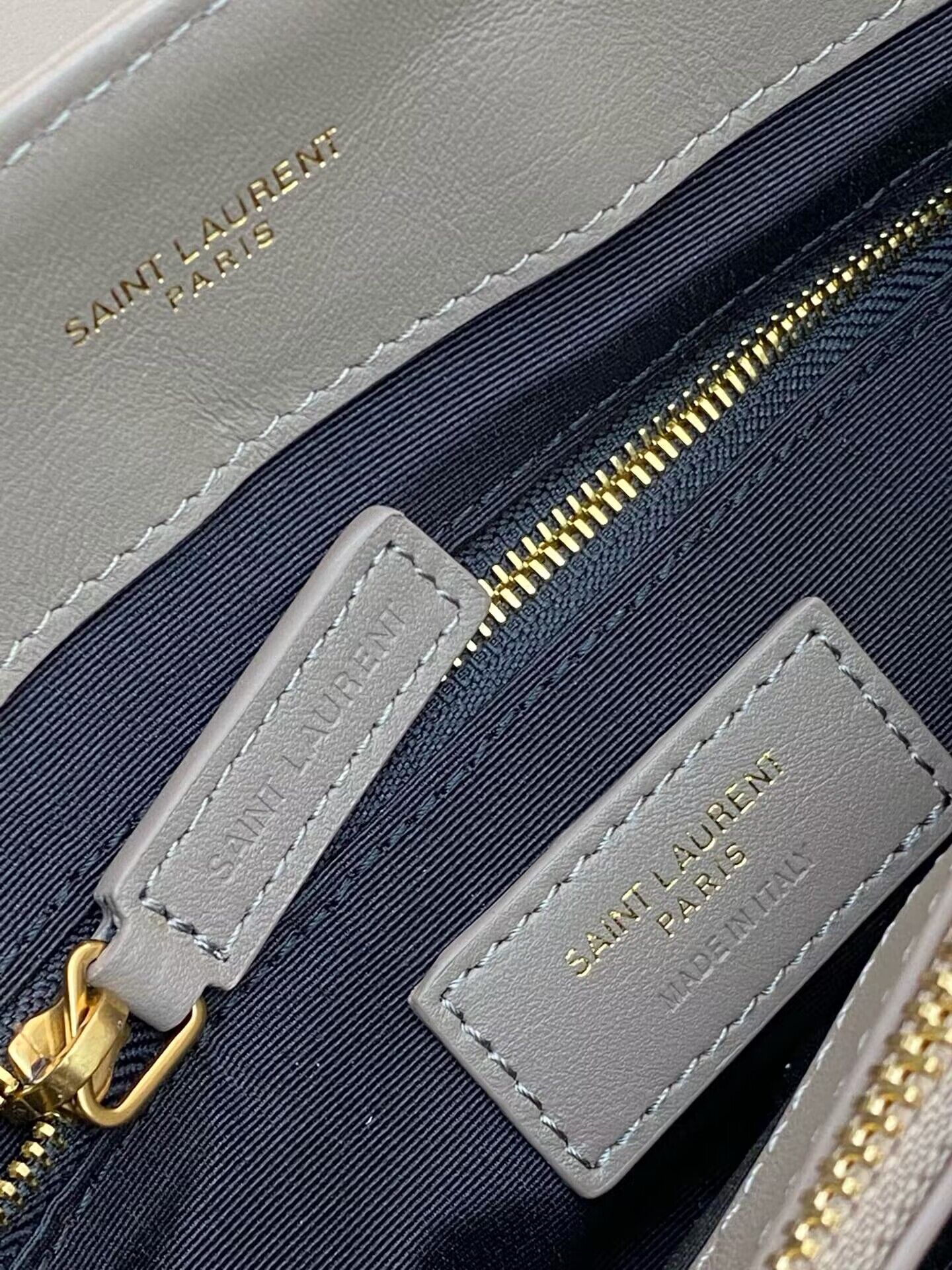 SAINT LAURENT Loulou Monogram Large quilted leather shoulder bag 392288 Light Gray Gold-Tone SAINT LAURENT Loulou Monogram Large quilted leather shoulder bag 392288 Light Gray Gold-Tone