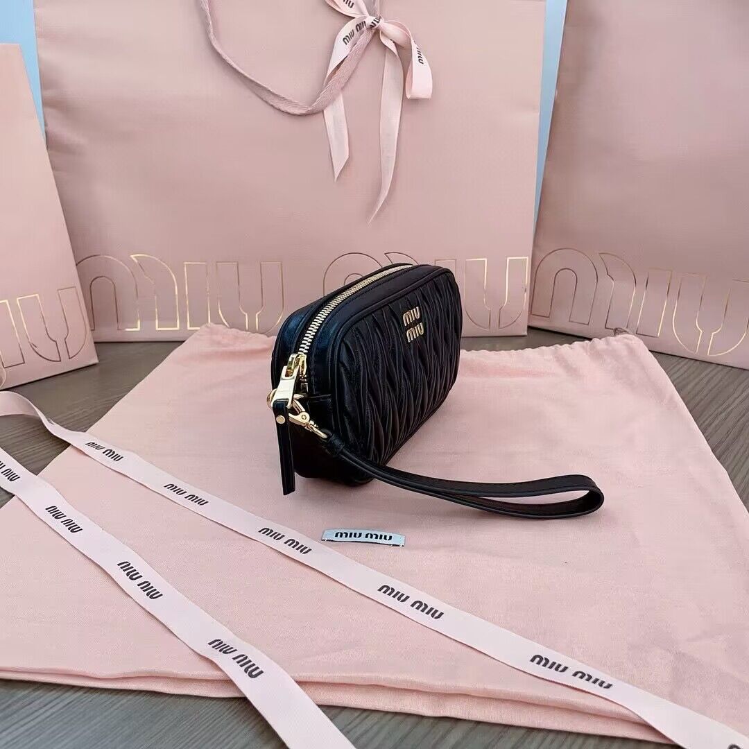 miu miu Matelasse Nappa Original Sheepskin Leather bag 5NE846 Black miu miu Matelasse Nappa Original Sheepskin Leather bag 5NE846 Black