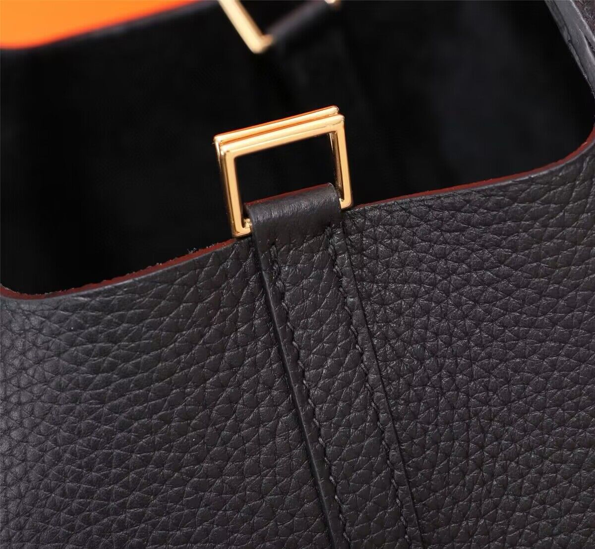 Hermes Picotin Lock Bags Original togo Leather PL3388 Black Gold-Tone Hermes Picotin Lock Bags Original togo Leather PL3388 Black Gold-Tone