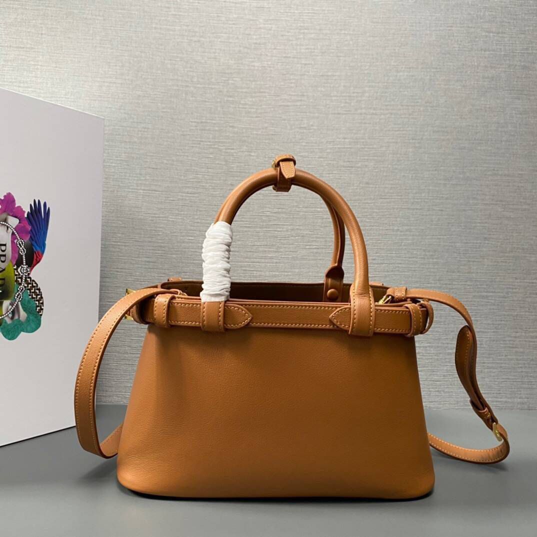 Prada Original Leather Double Top Handle Bag 1BA418 Brown Prada Original Leather Double Top Handle Bag 1BA418 Brown