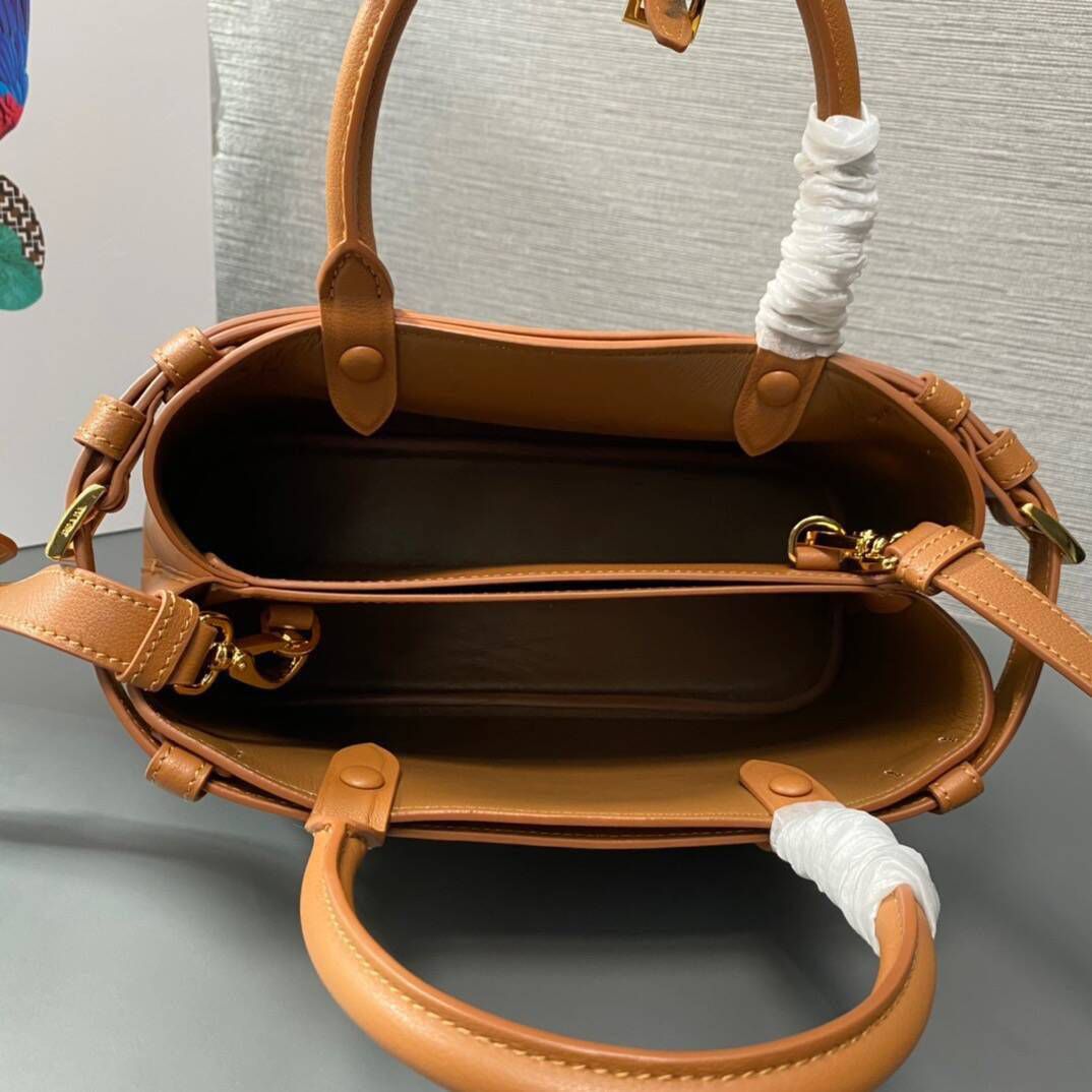 Prada Original Leather Double Top Handle Bag 1BA418 Brown Prada Original Leather Double Top Handle Bag 1BA418 Brown
