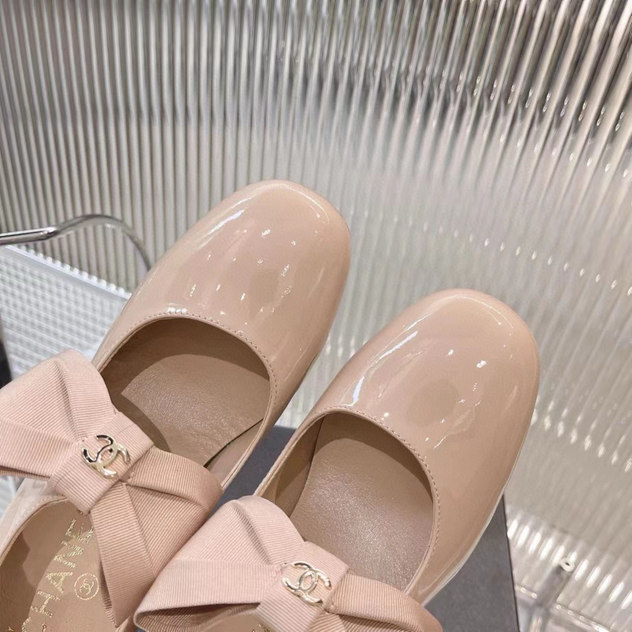 Chanel 24C Bow Mary Jane Shoes Original Patent Calf Leather 55MM Heels C85923 Nude Chanel 24C Bow Mary Jane Shoes Original Patent Calf Leather 55MM Heels C85923 Nude