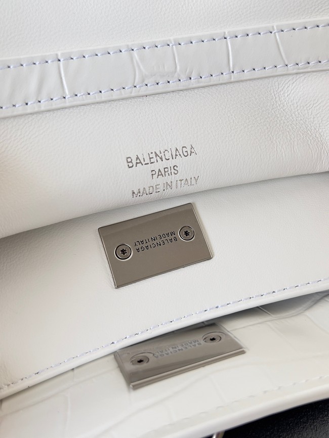 Balenciaga Rodeo Handbag crocodile skin 795457 white&Silver 