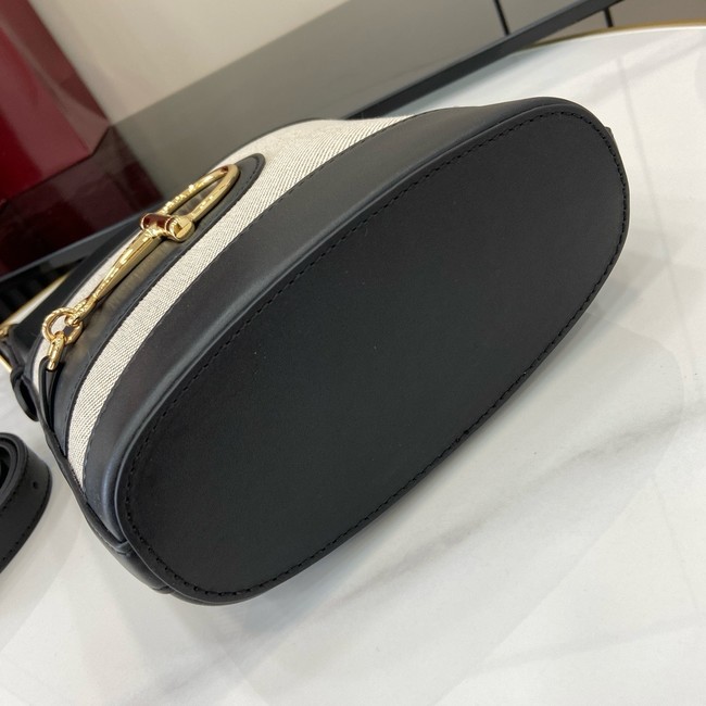 GUCCI 73 MINI BUCKET BAG Natural canvas 833665 Black