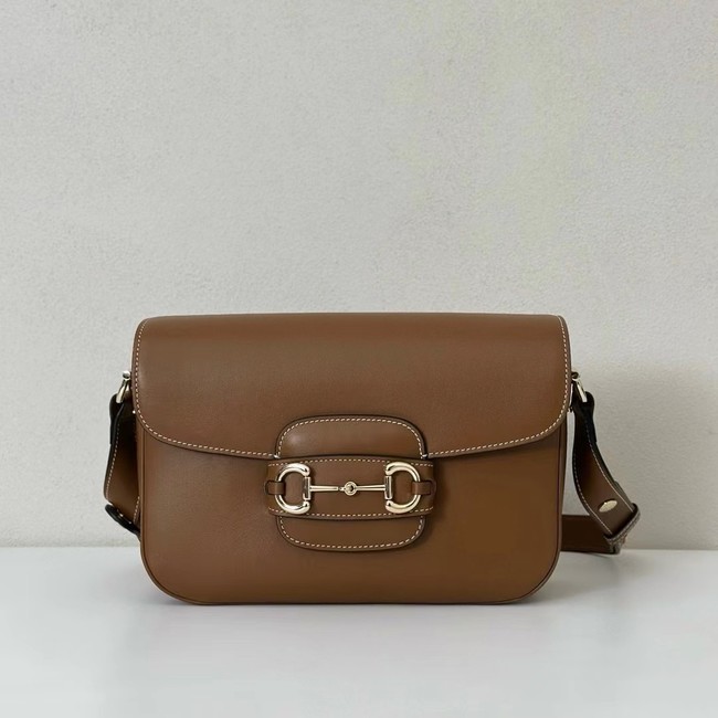 GUCCI HORSEBIT 1955 SOFT MEDIUM SHOULDER BAG 815178 Brown soft leather