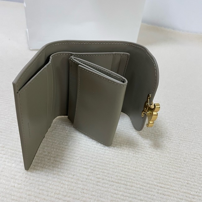 Celine SMALL FLAP WALLET TRIOMPHE IN SHINY CALFSKIN 10D783 dark gray