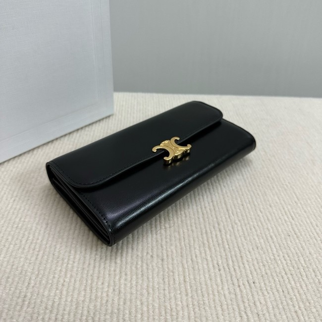Celine LARGE WALLET TRIOMPHE IN SHINY CALFSKIN 10E313 black