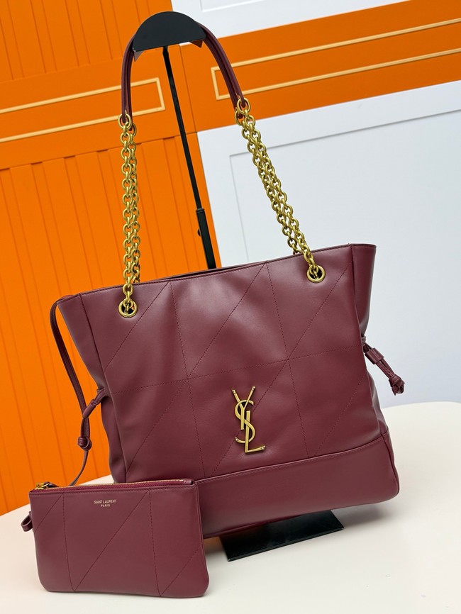 SAINT LAURENT JAMIE SHOPPING IN LAMBSKIN 809824 ROUGE CABERNET