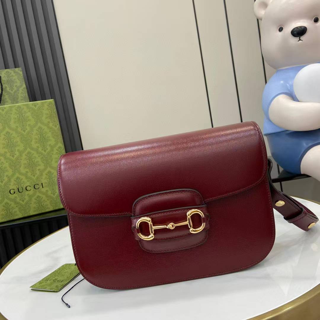 GUCCI HORSEBIT 1955 SOFT MEDIUM SHOULDER BAG 815178 Rosso Ancora red