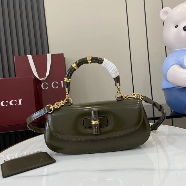 GUCCI BAMBOO DIVA MEDIUM BAG 827750 Forest green