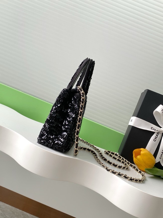 Chanel MINI SHOPPING BAG Fringed Sequins AS4416 black