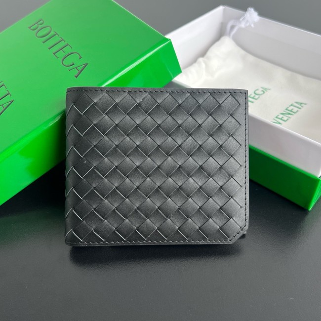 Bottega Veneta Intrecciato Bi-Fold Wallet With Coin Purse 749412 black