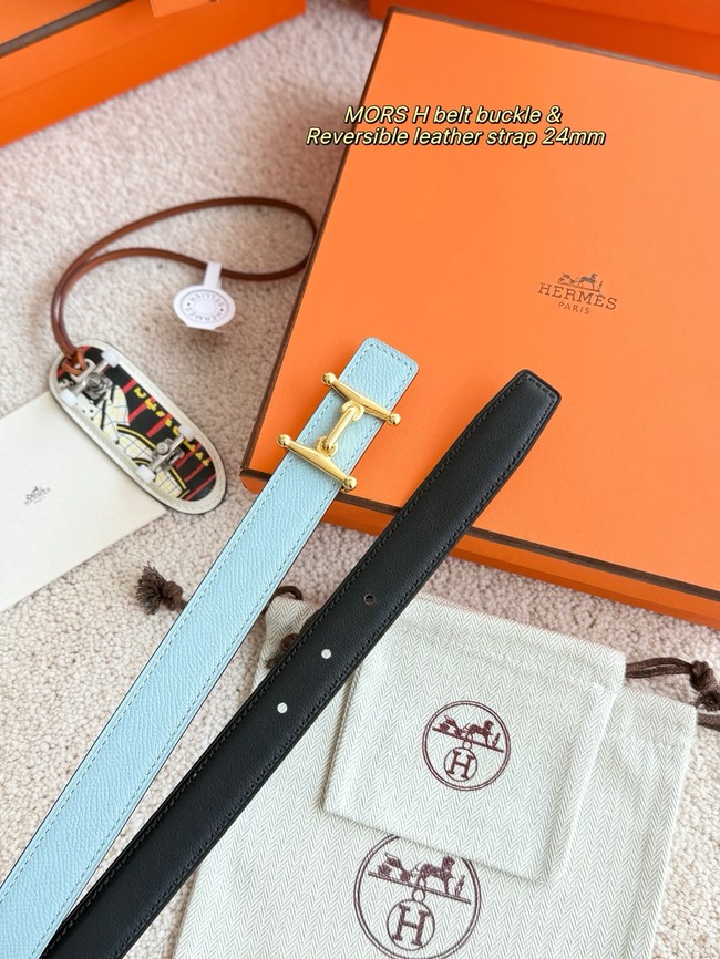Hermes Epsom calfskin double-sided leather belt 65996