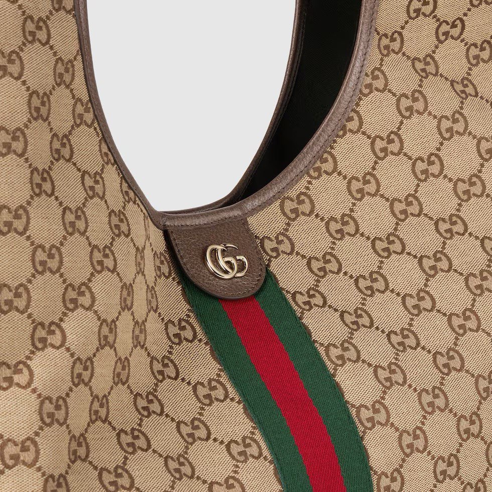 Gucci Giglio Large Tote Bag Variation Beige and Brown GG Canvas 853971