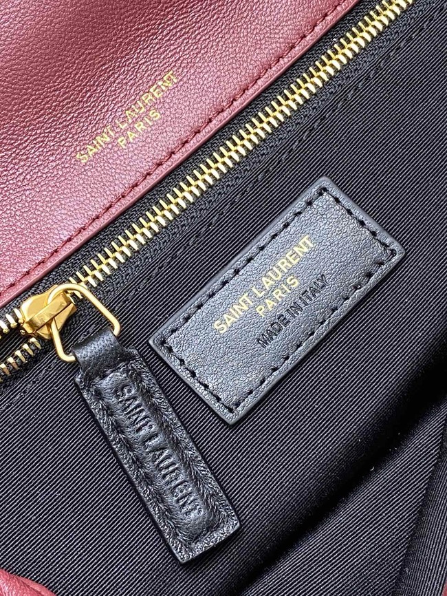 Saint Laurent CALYPSO small in plunged lambskin 734153 ROUGE CABERNET