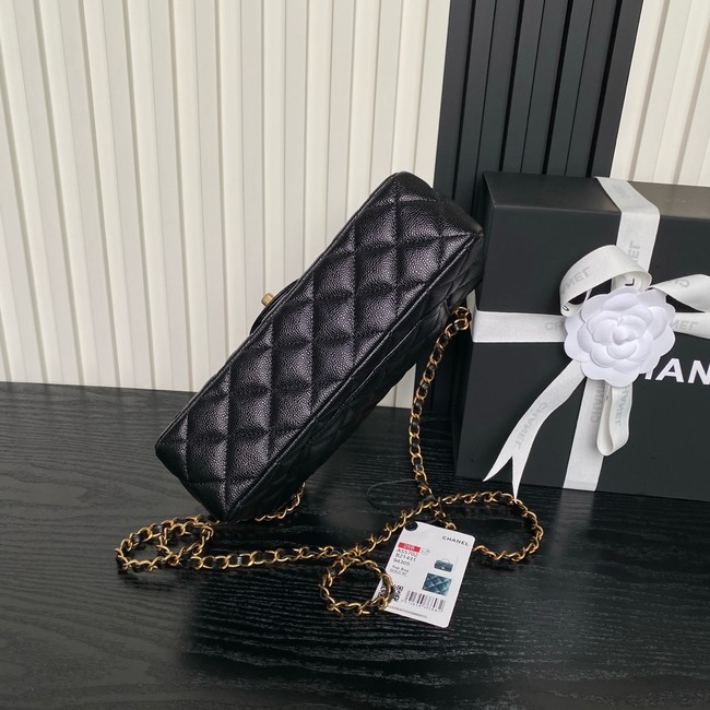 CHANEL Mini Flap Bag with Top Handle AS5702 black&gold Metal