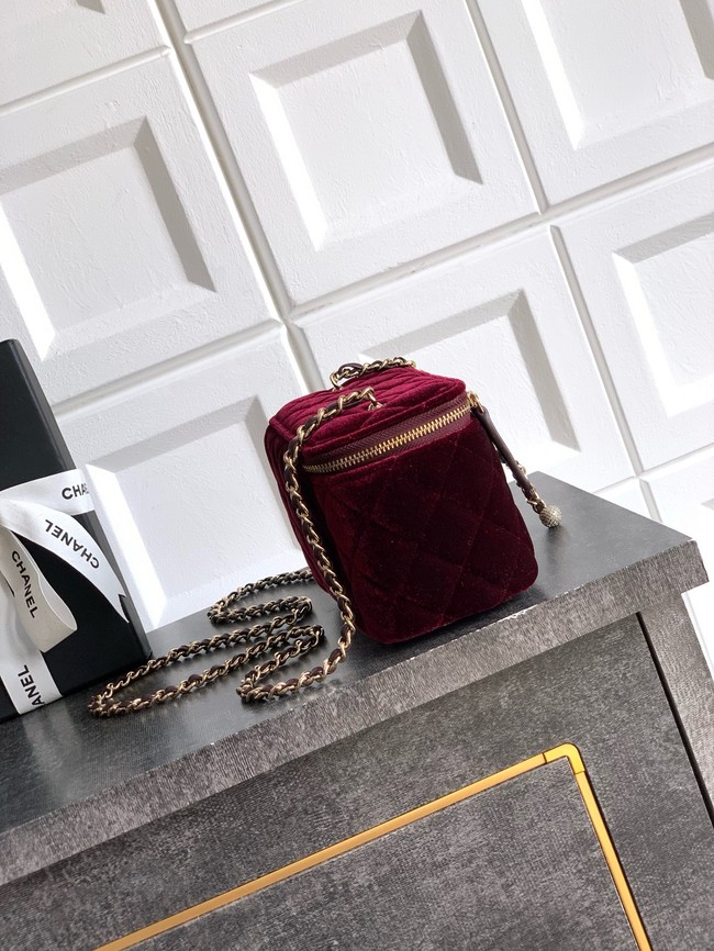 CHANEL velvet Vanity with Chain AP3940 burgundy