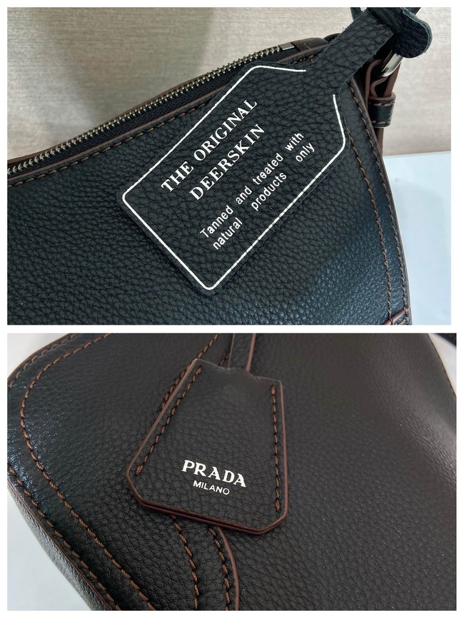Prada Aimee large leather shoulder bag 1BC280 black