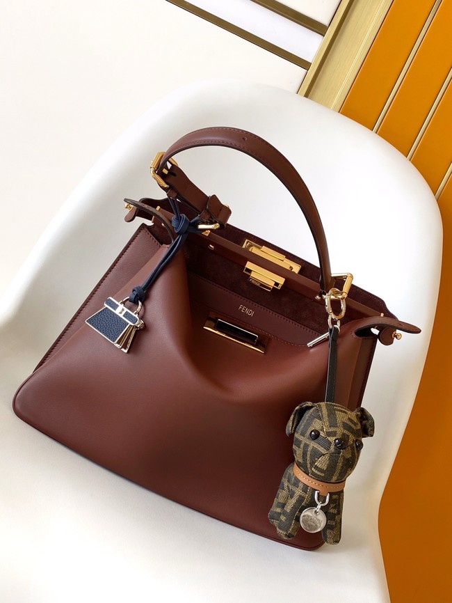 FENDI Way Medium Cowhide Bag 8BN367 wine red