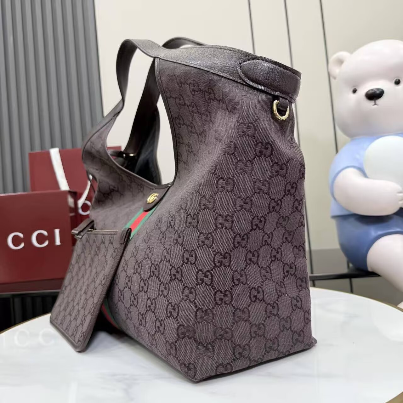 Gucci Giglio Large Tote Bag Variation GG Canvas 853971 Dark Brown Gucci Giglio Large Tote Bag Variation GG Canvas 853971 Dark Brown