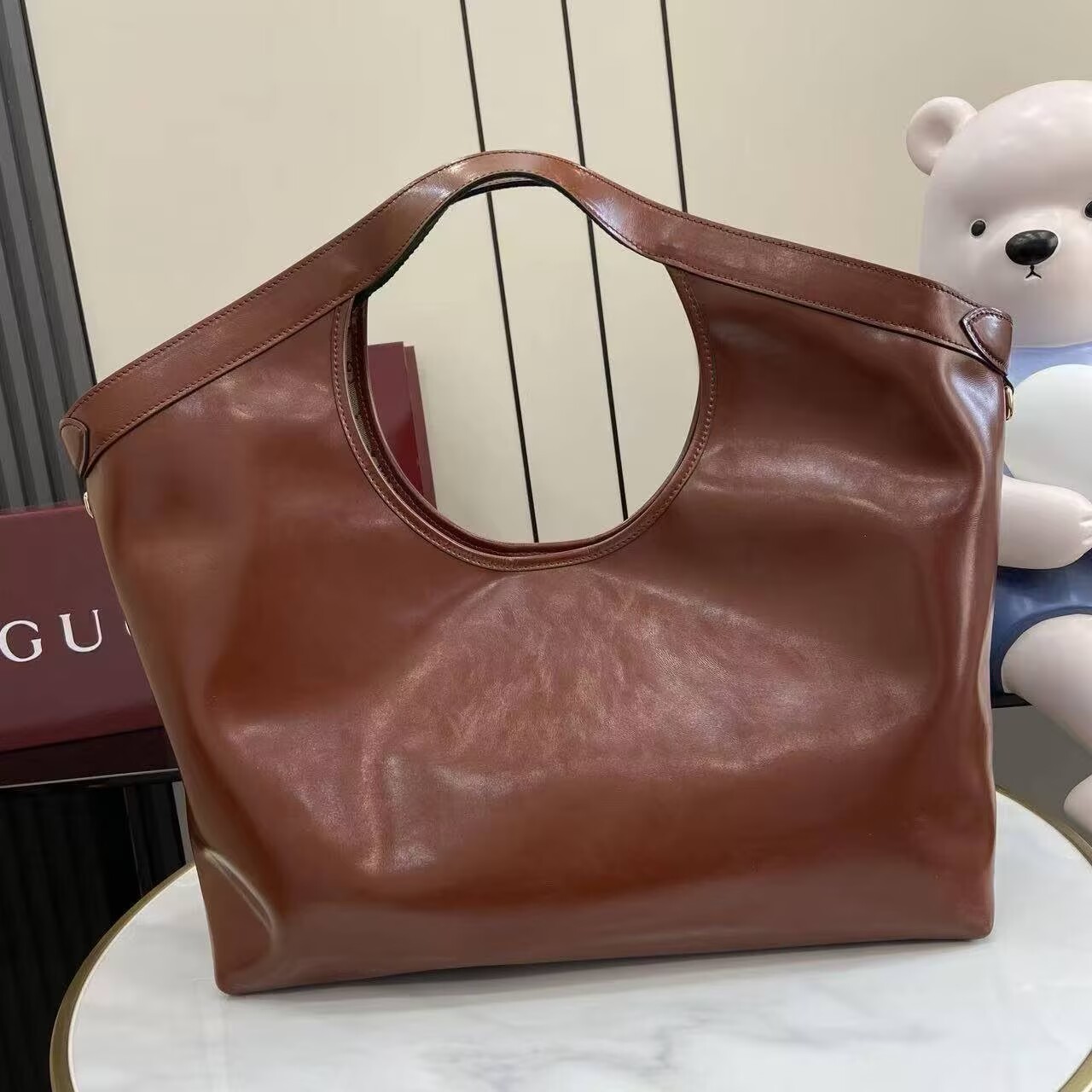 Gucci Giglio Original Oiled Leather large tote GG bag 853971 Brown Gucci Giglio Original Oiled Leather large tote GG bag 853971 Brown