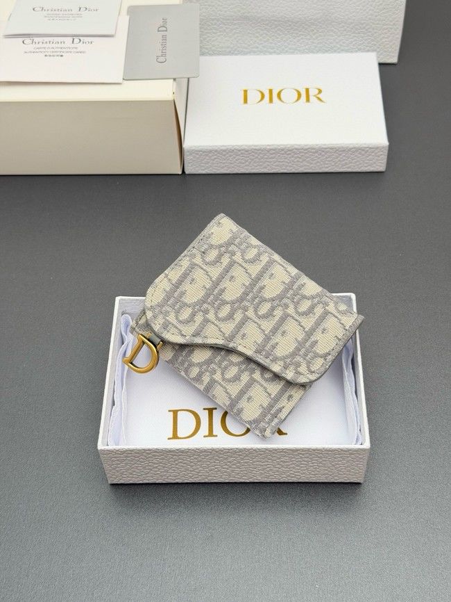 Dior Saddle Bloom Card Holder S5652 gray Dior Saddle Bloom Card Holder S5652 gray
