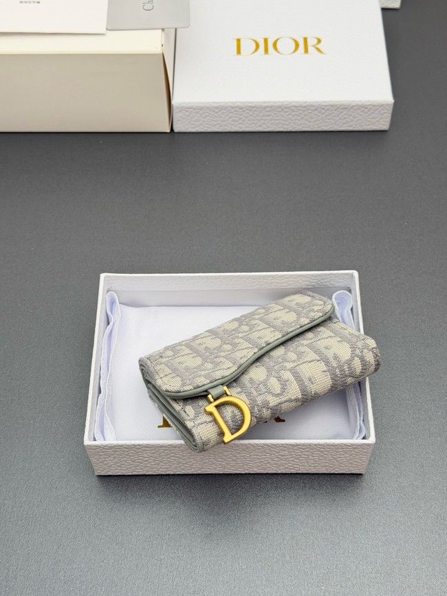 Dior Saddle Bloom Card Holder S5652 gray Dior Saddle Bloom Card Holder S5652 gray