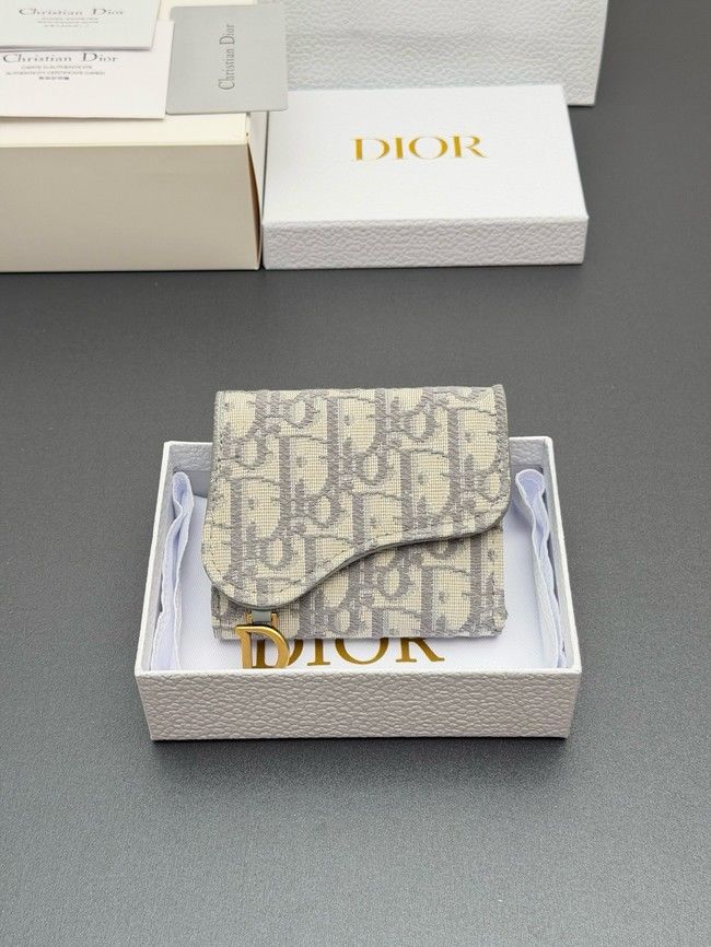 Dior Saddle Bloom Card Holder S5652 gray