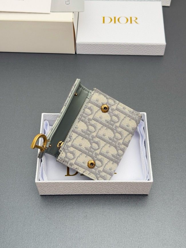 Dior Saddle Bloom Card Holder S5652 gray Dior Saddle Bloom Card Holder S5652 gray