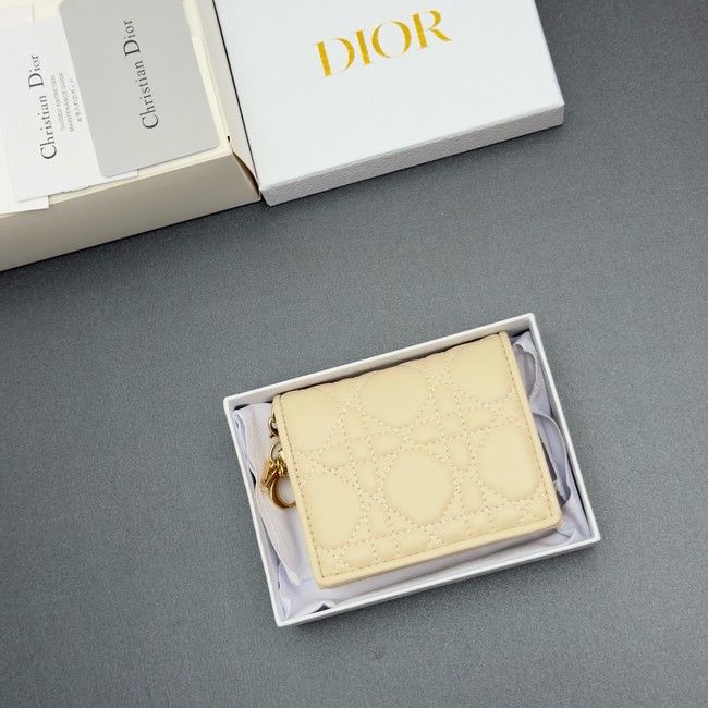 LADY DIOR LOTUS WALLET CANNAGE LAMBSKIN S0178 Beige