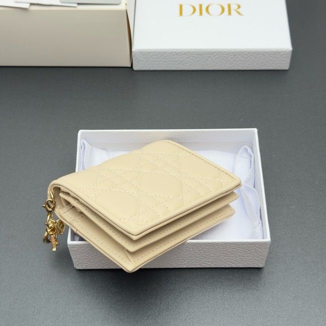 LADY DIOR LOTUS WALLET CANNAGE LAMBSKIN S0178 Beige