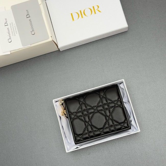 LADY DIOR LOTUS WALLET CANNAGE LAMBSKIN S0178 black LADY DIOR LOTUS WALLET CANNAGE LAMBSKIN S0178 black