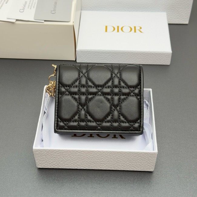 LADY DIOR LOTUS WALLET CANNAGE LAMBSKIN S0178 black