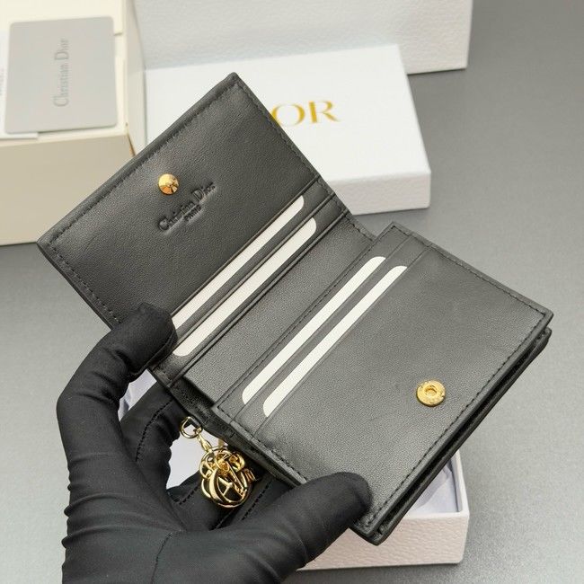 LADY DIOR LOTUS WALLET CANNAGE LAMBSKIN S0178 black LADY DIOR LOTUS WALLET CANNAGE LAMBSKIN S0178 black