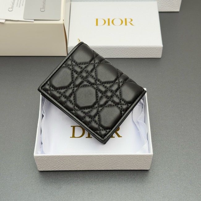 LADY DIOR LOTUS WALLET CANNAGE LAMBSKIN S0178 black LADY DIOR LOTUS WALLET CANNAGE LAMBSKIN S0178 black