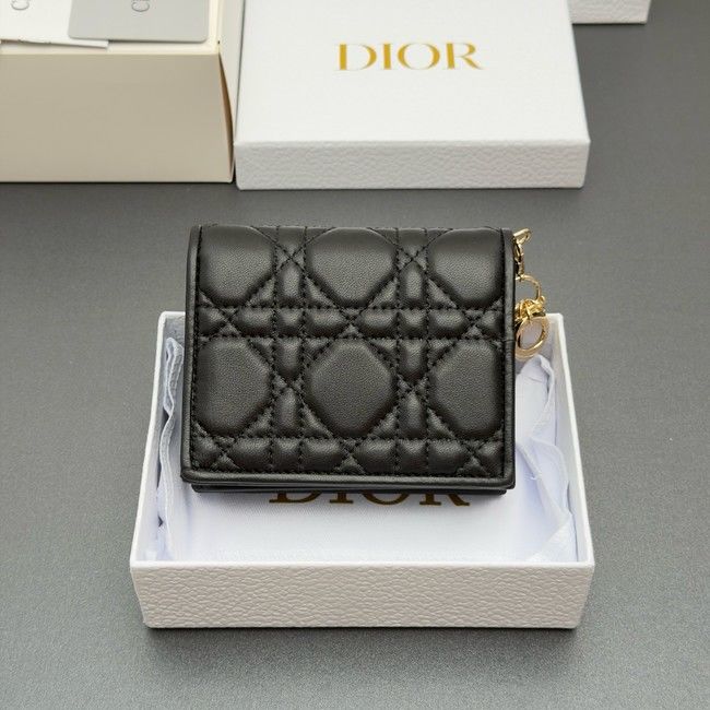 LADY DIOR LOTUS WALLET CANNAGE LAMBSKIN S0178 black LADY DIOR LOTUS WALLET CANNAGE LAMBSKIN S0178 black