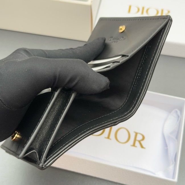 LADY DIOR LOTUS WALLET CANNAGE LAMBSKIN S0178 black LADY DIOR LOTUS WALLET CANNAGE LAMBSKIN S0178 black