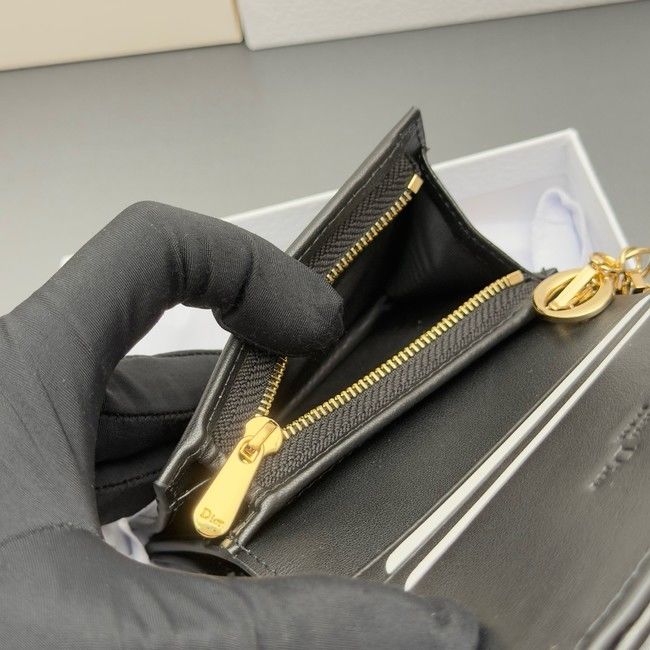 LADY DIOR LOTUS WALLET CANNAGE LAMBSKIN S0178 black LADY DIOR LOTUS WALLET CANNAGE LAMBSKIN S0178 black
