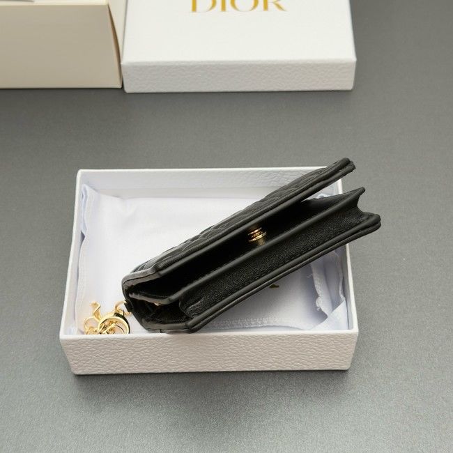 LADY DIOR LOTUS WALLET CANNAGE LAMBSKIN S0178 black LADY DIOR LOTUS WALLET CANNAGE LAMBSKIN S0178 black