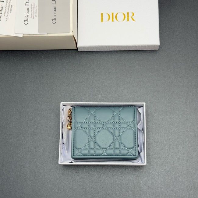 LADY DIOR LOTUS WALLET CANNAGE LAMBSKIN S0178 blue LADY DIOR LOTUS WALLET CANNAGE LAMBSKIN S0178 blue